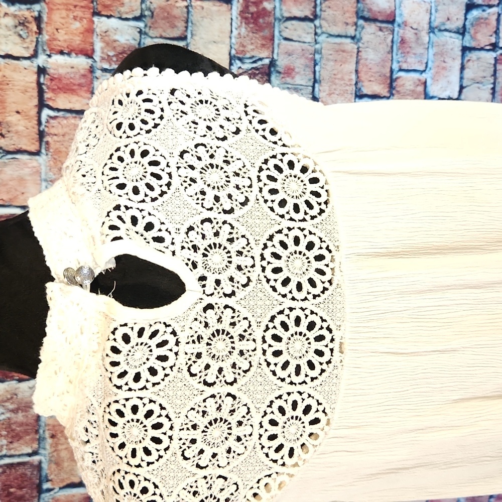 Hint Of Mint Lace Gauze Ivory Boho Dress S - Picture 4 of 10